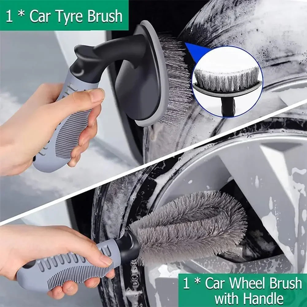 Kit Nettoyage Voiture Complet 10 Pièces – Brosses, Gant & Chiffons