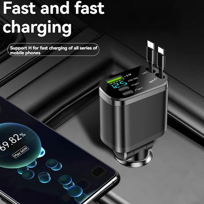 Chargeur Voiture 5-en-1 — Charge Rapide 3.1A | Câble Rétractable